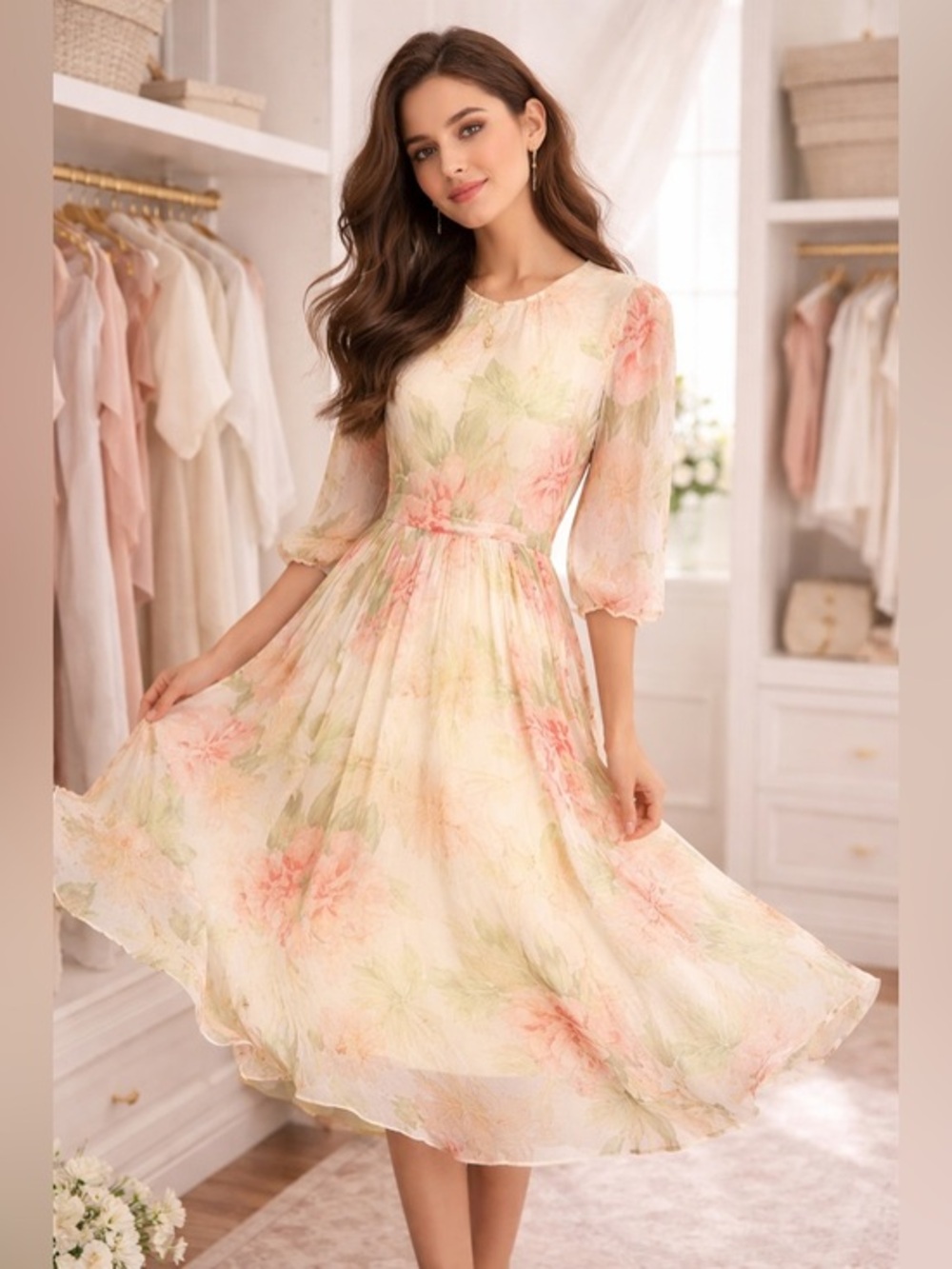 Long 100 Mulberry Silk Dress High-end Summer Style M-L NWT MSRP $439 SK1